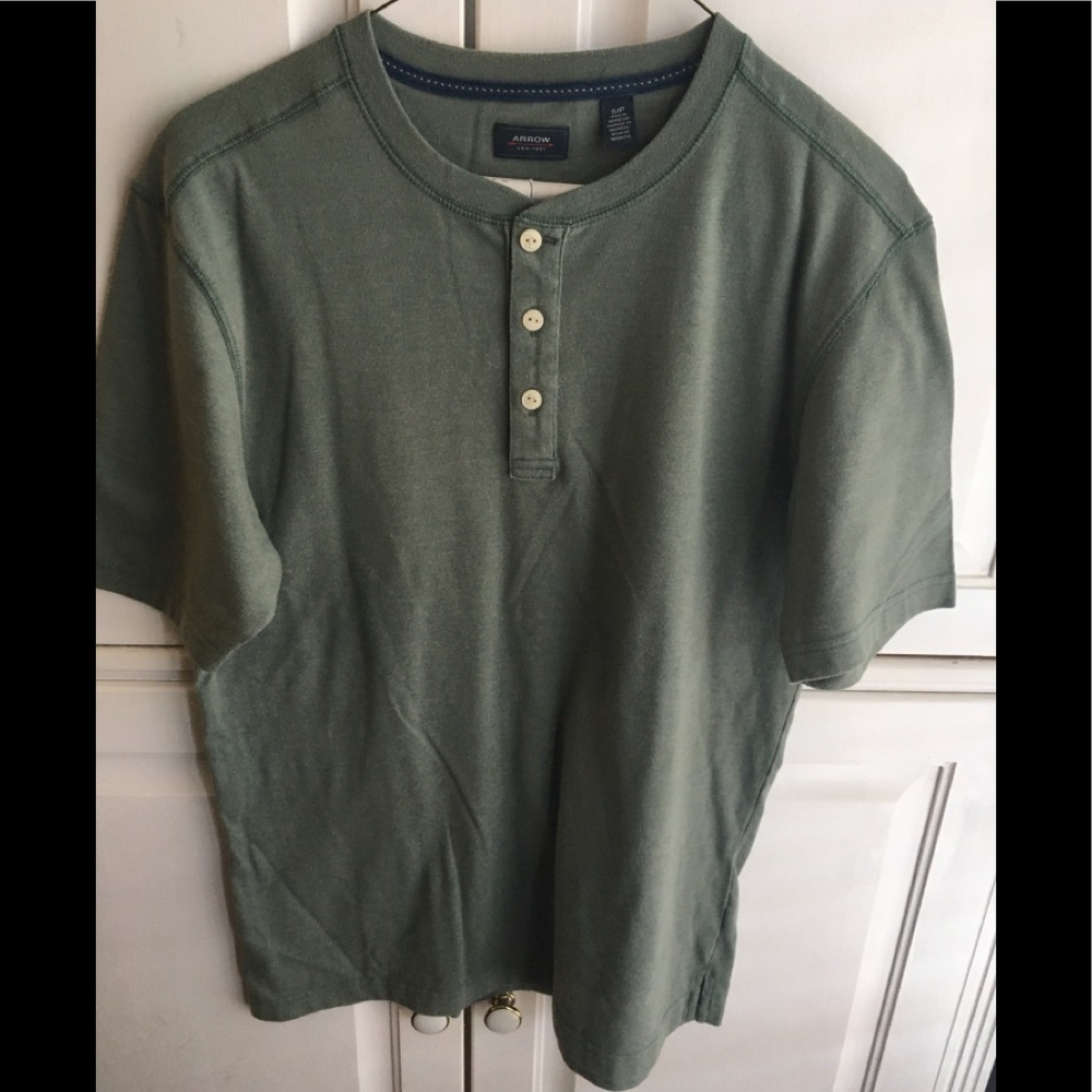 Arrow olive green short sleeve henley